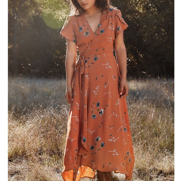 CHRISTY DAWN Autumn Rust Floral Maxi Wrap Dress MP - Picture 1 of 11